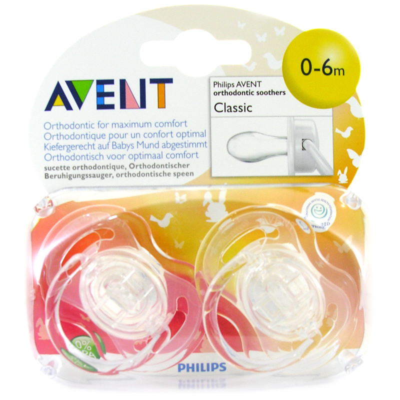 Avent Classic Silicone Soothers 06 Months Choice of Designs (One